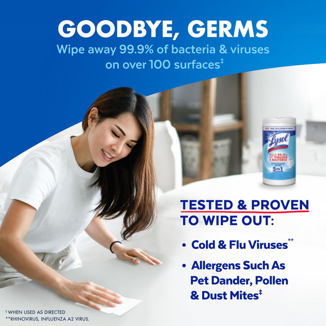 Lysol Disinfecting Wipes, Crisp Linen, 80 Count