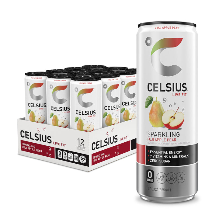 CELSIUS Sparkling Energy Drink, Fuji Apple Pear, 12 fl oz, 12 Count