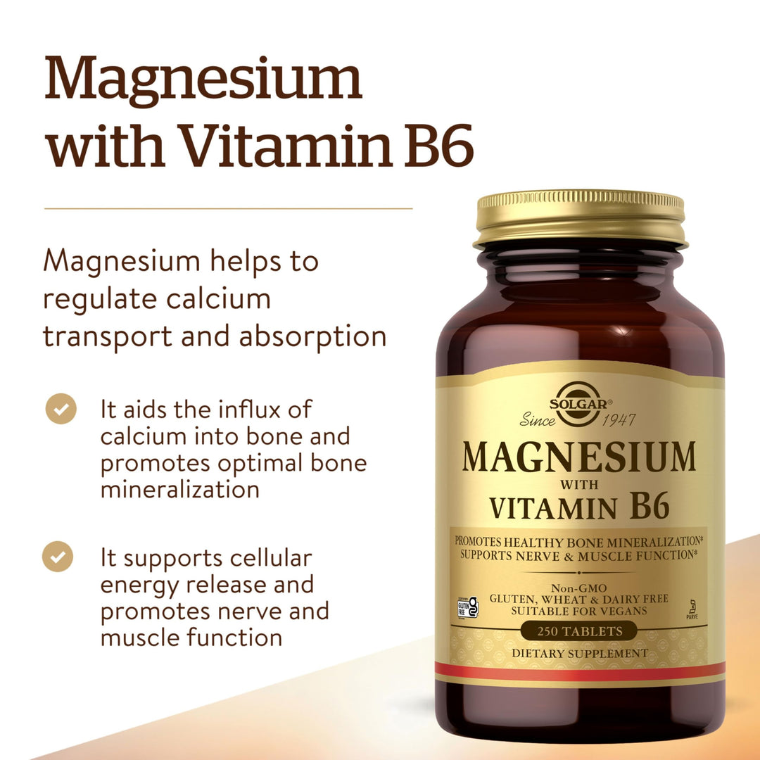 Solgar Magnesium With Vitamin B6, 250 Count