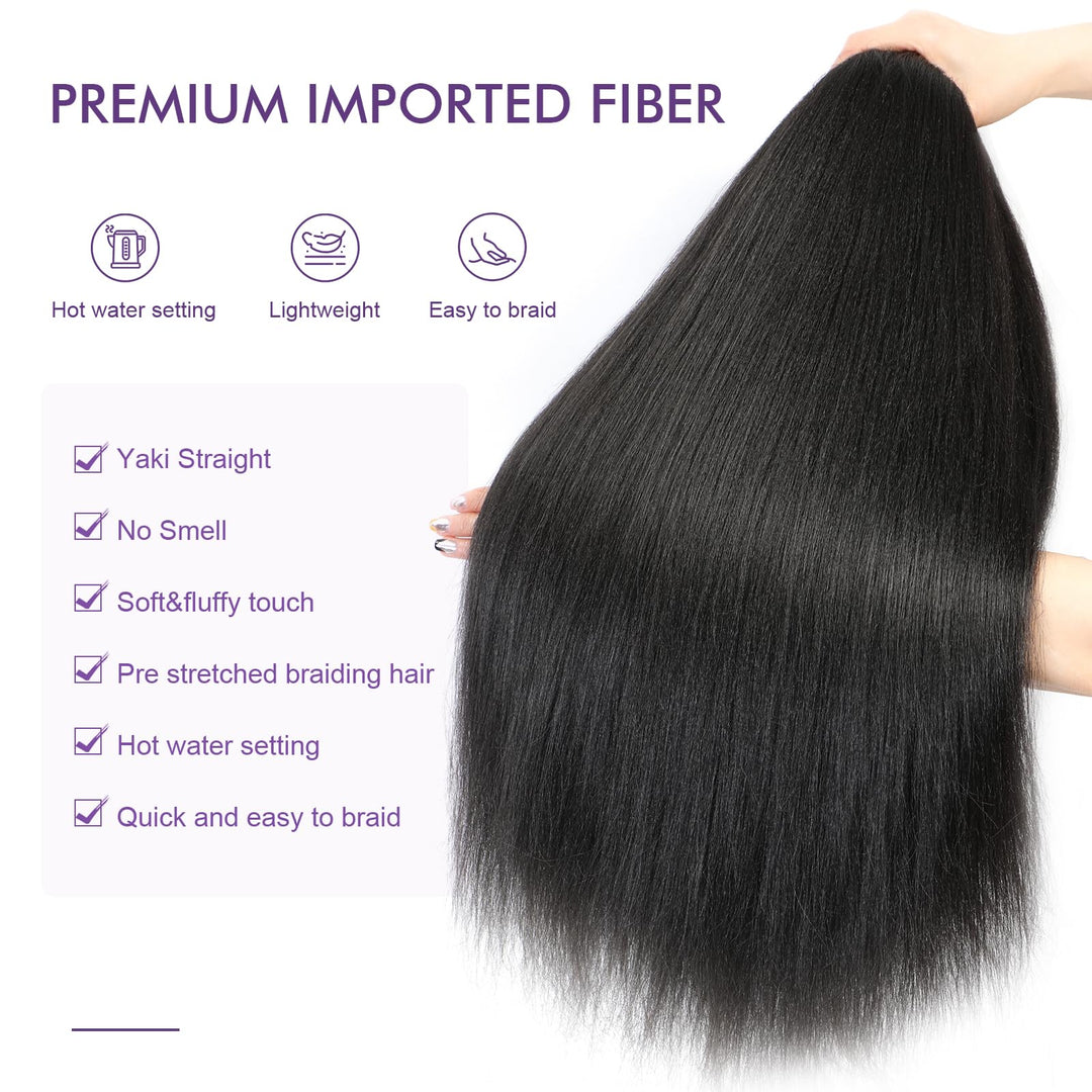 ROSDINA Pre-Stretched Braiding Hair, 2#, 8 Count