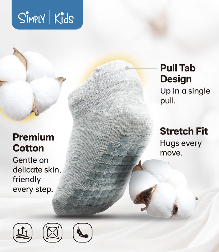 Simply Kids Toddler Socks With Grippers, Girls, 9 Count