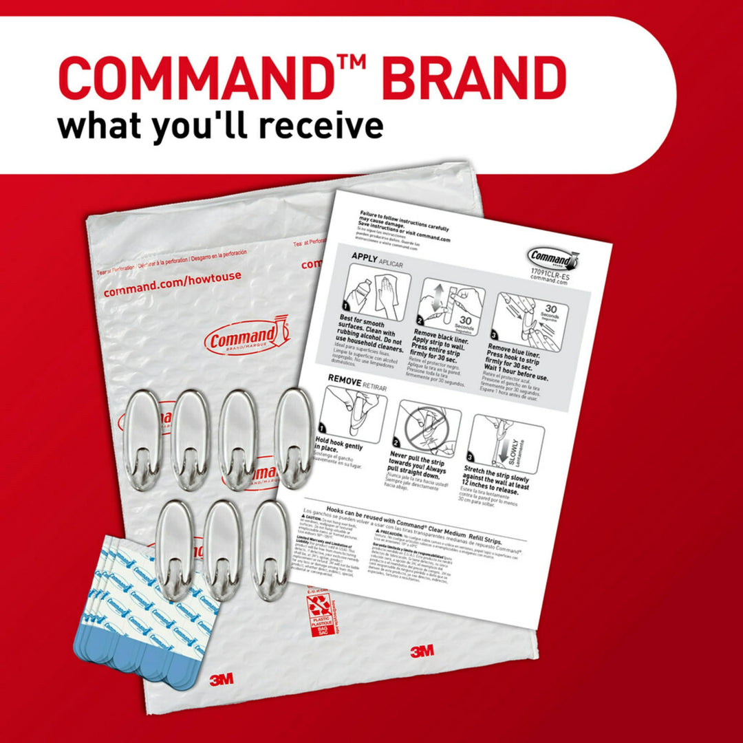 Command Medium Wall Hooks, Clear, 7 Count