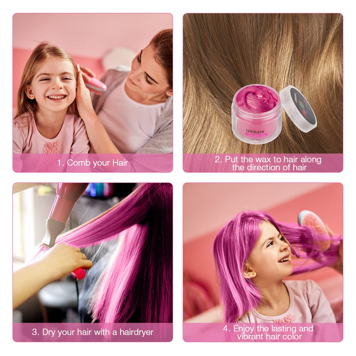 Ultikare Temporary Hair Color Wax, Pink, 3.4 oz