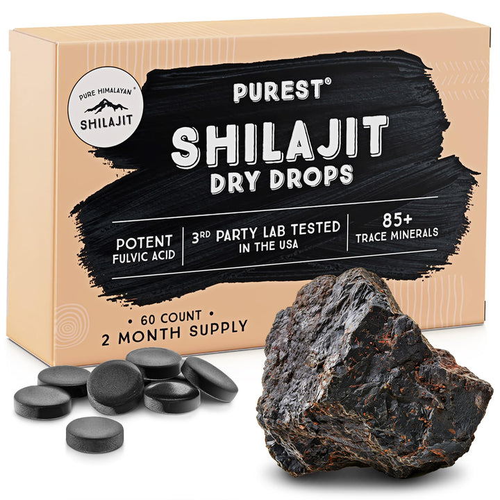 Pure Himalayan Shilajit Dry Drops, Original Siberian, 60 Count