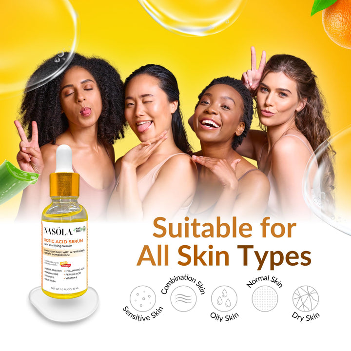 Nasola Kojic Acid Serum, Skin Clarifying Complexion Revitalization Fade Cream with Alpha Arbutin, Vitamin C & E, & Niacinamide