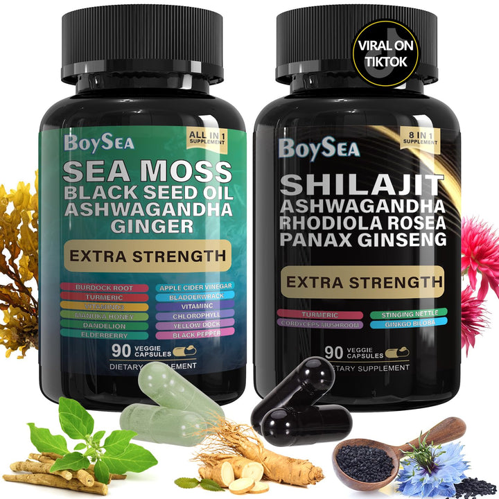 Boysea Shilajit And Sea Moss Bundle, 180 Count