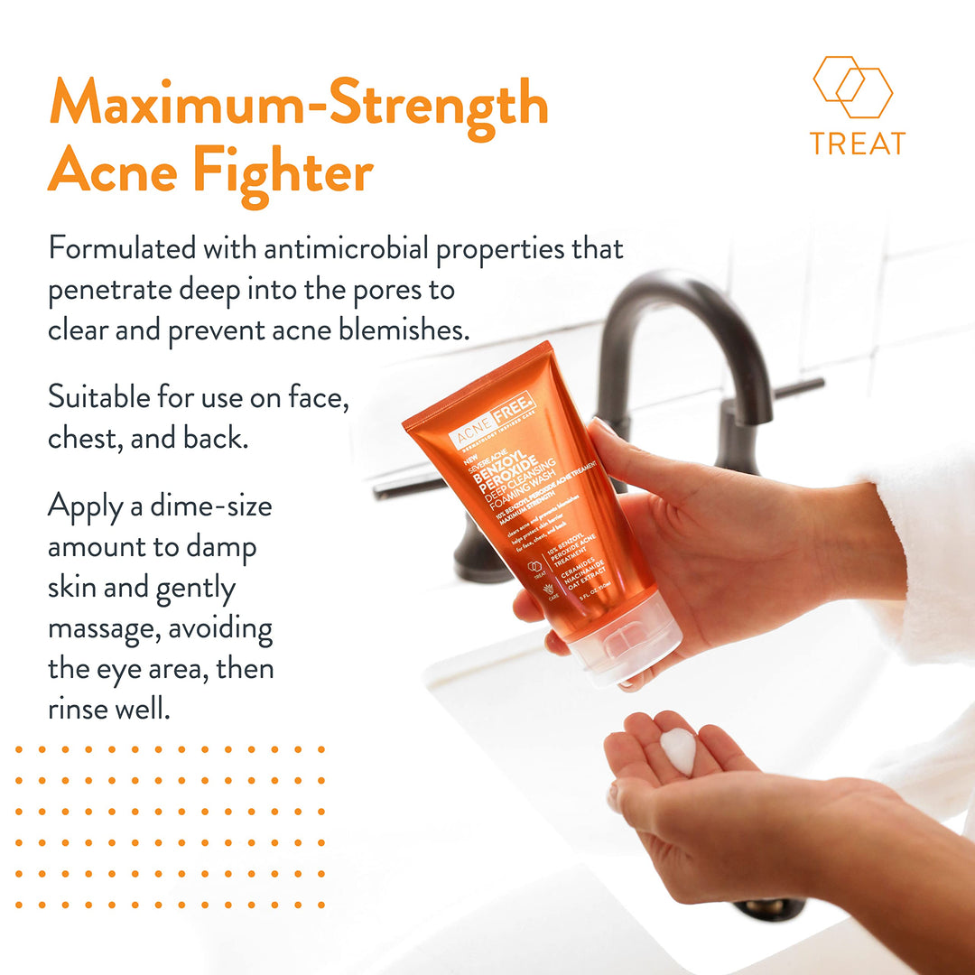 AcneFree Severe Acne Foaming Cleansing Wash, 10% Benzoyl Peroxide, 5 oz