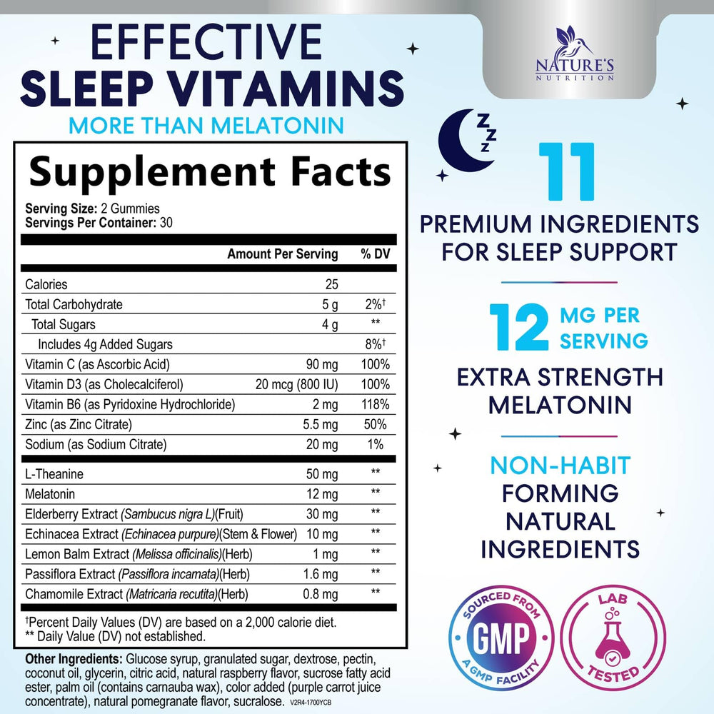 Nature's Nutrition Sleep Gummies, 12 mg, 60 Count