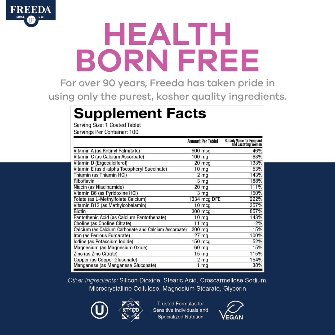 Freeda Prenatal Vitamins, 100 Count