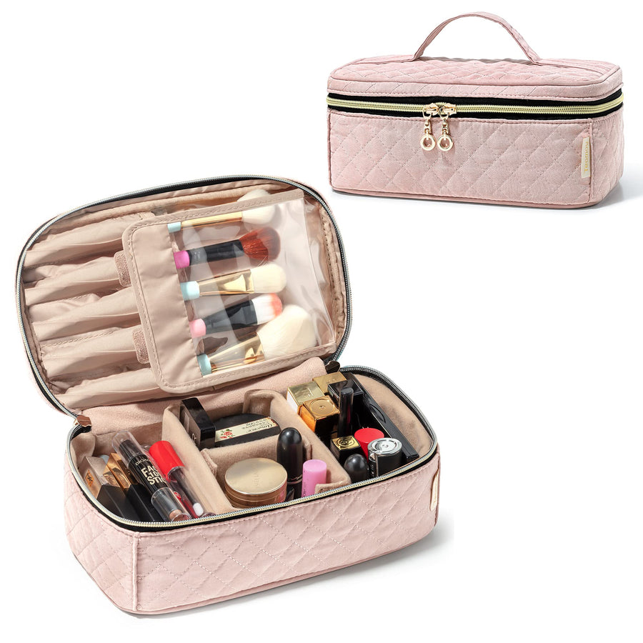 Teamoy Travel Makeup Bag, Misty Rose, Medium
