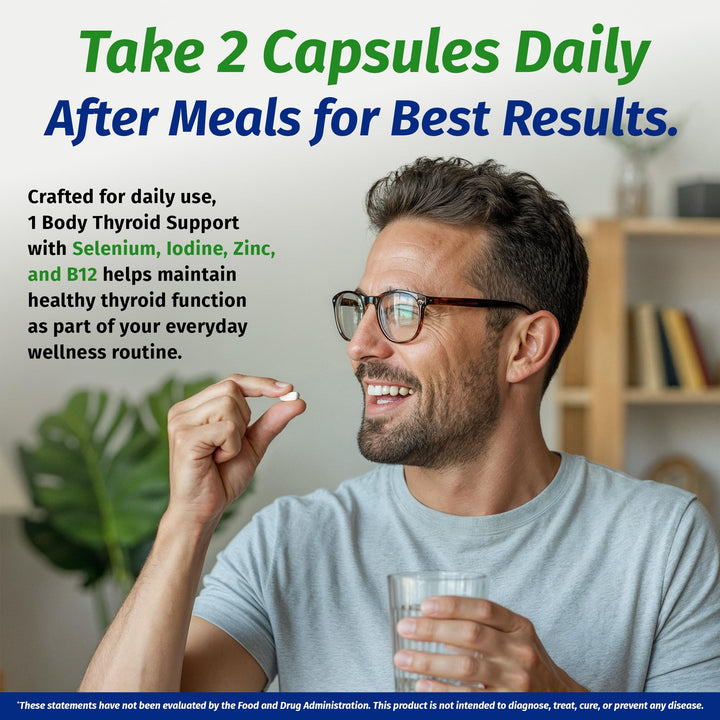 1 Body Thyroid Support Supplement with Iodine