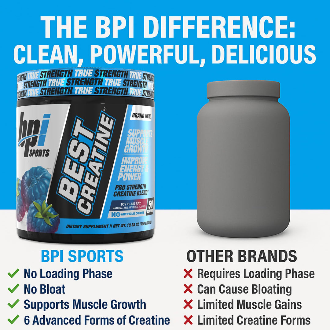 BPI Sports Best Creatine, Icy Blue Raz, 50 Servings