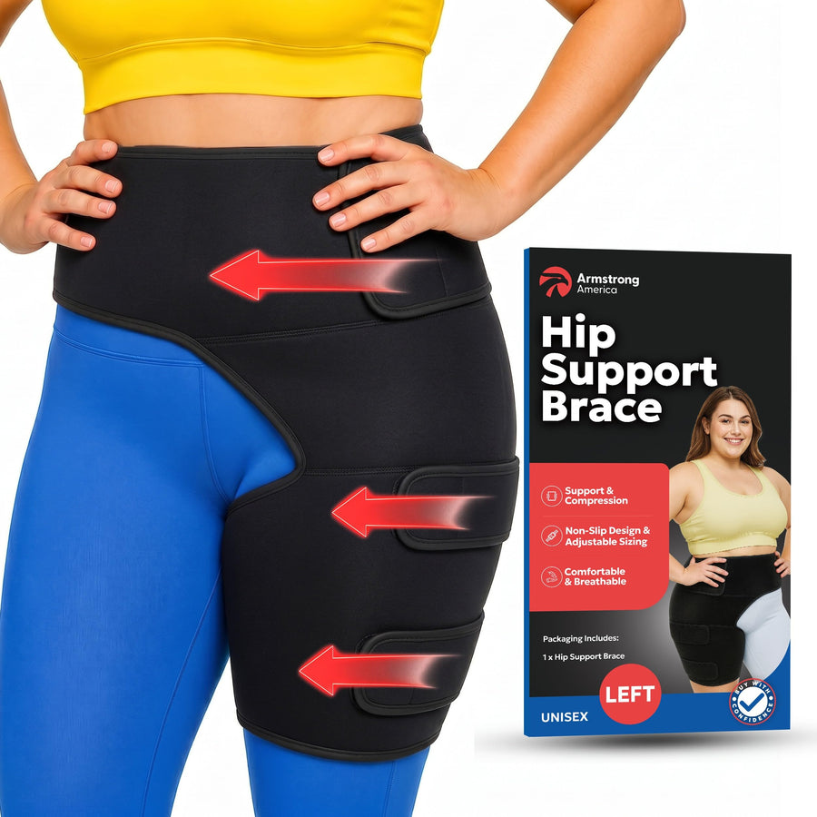 ARMSTRONG AMERICA Hip Brace Thigh Compression Sleeve, Large, Left