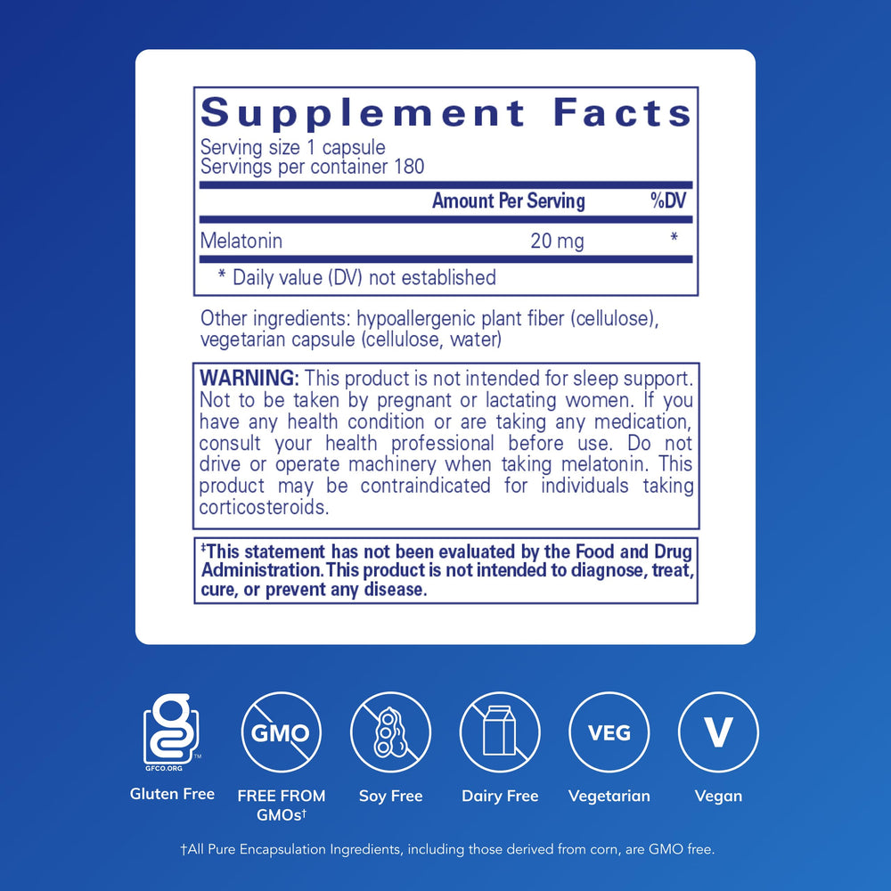 Pure Encapsulations Melatonin, 20 mg, 180 Count