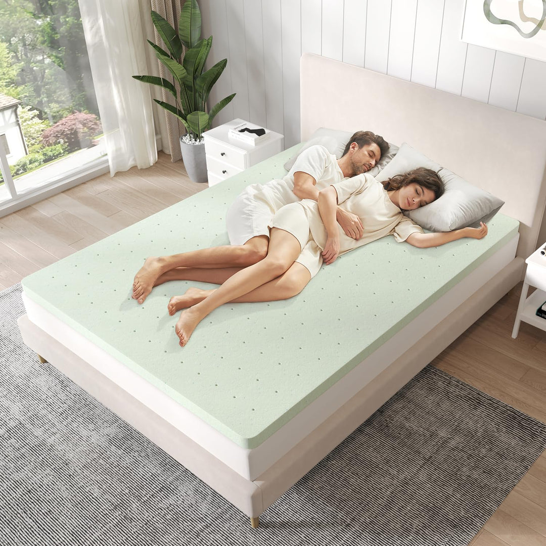 Novilla Gel Memory Foam Mattress Topper, Green, Queen