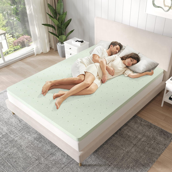 Novilla Gel Memory Foam Mattress Topper, Green, Queen