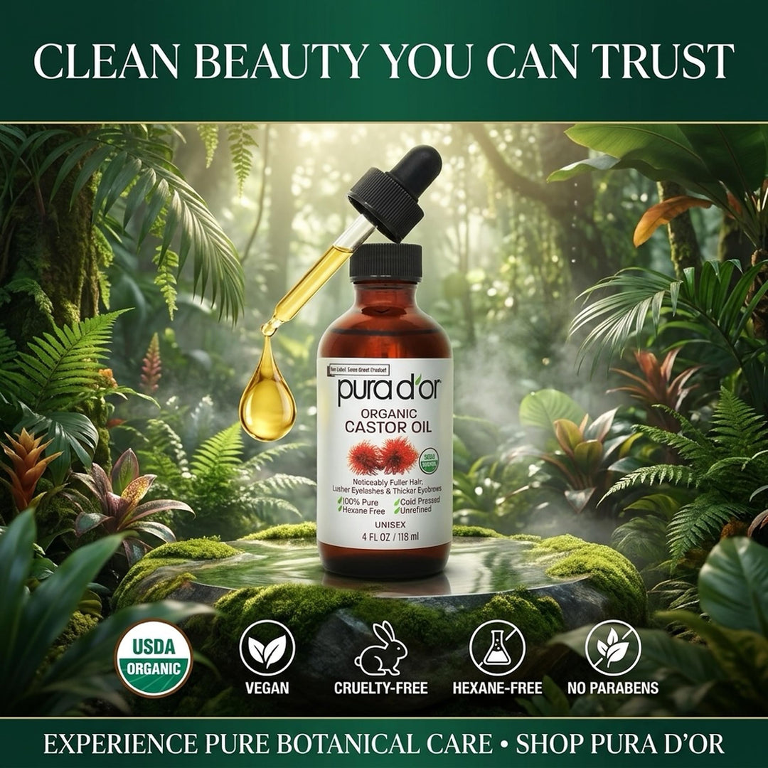 PURA D'OR Organic Castor Oil, 4 fl oz
