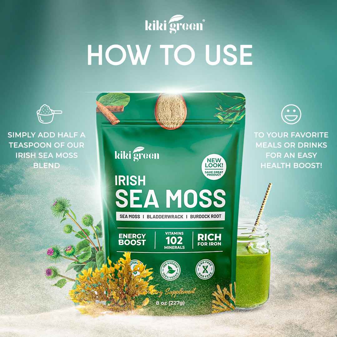 KIKI Green Irish Sea Moss Powder, 8 oz