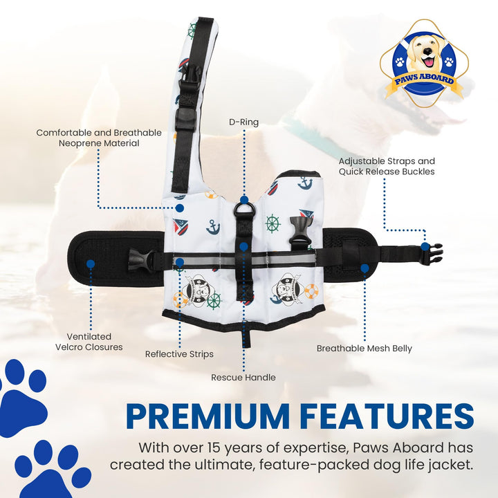 Paws Aboard Dog Life Jacket, Nautical, XX-Small