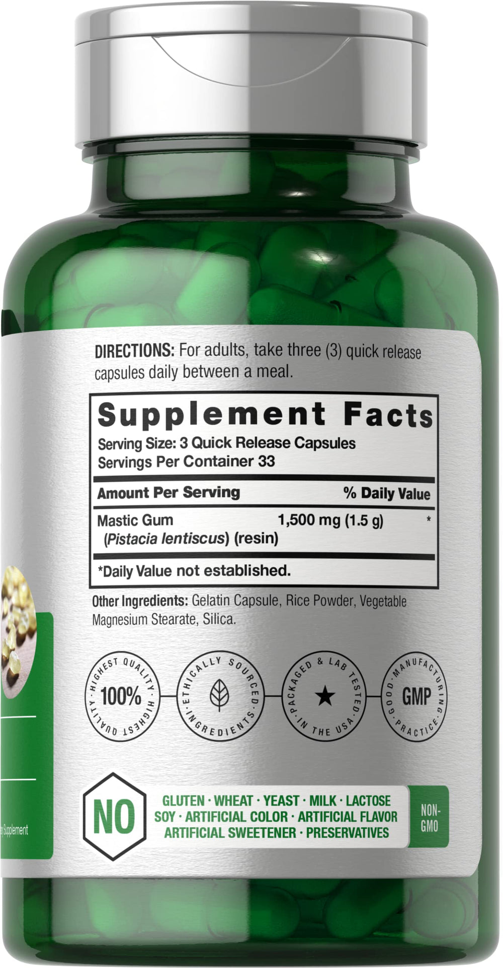 Horbäach Mastic Gum Capsules, 1500 mg, 100 Count