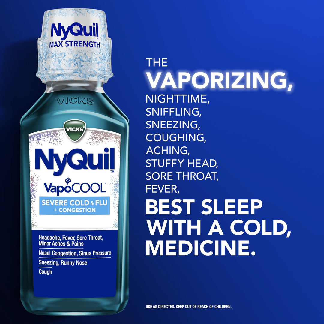 Vicks DayQuil and NyQuil VapoCOOL Severe Combo Cold and Flu Medicine, Max Strength, 12 fl oz, Pack of 2