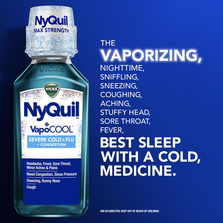 Vicks DayQuil and NyQuil VapoCOOL Severe Combo Cold and Flu Medicine, Max Strength, 12 fl oz, Pack of 2