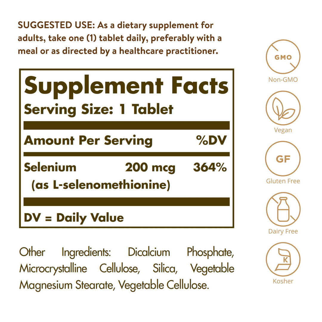 Solgar Yeast-Free Selenium 200 mcg, 100 Count