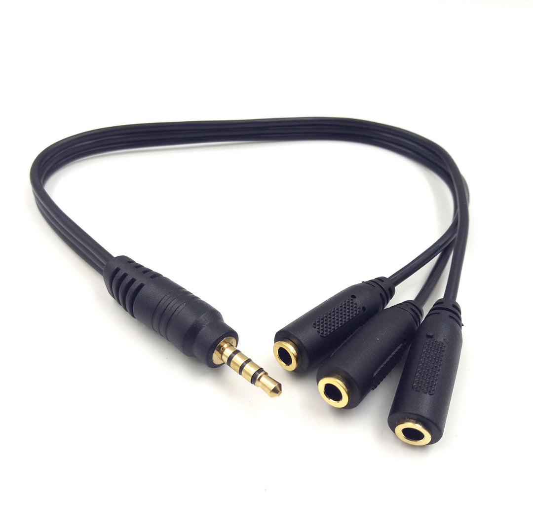 Haokiang 3.5mm TRRS Male to 3x Female Stereo Splitter Audio Cable, Gold-Plated, 9 Inch