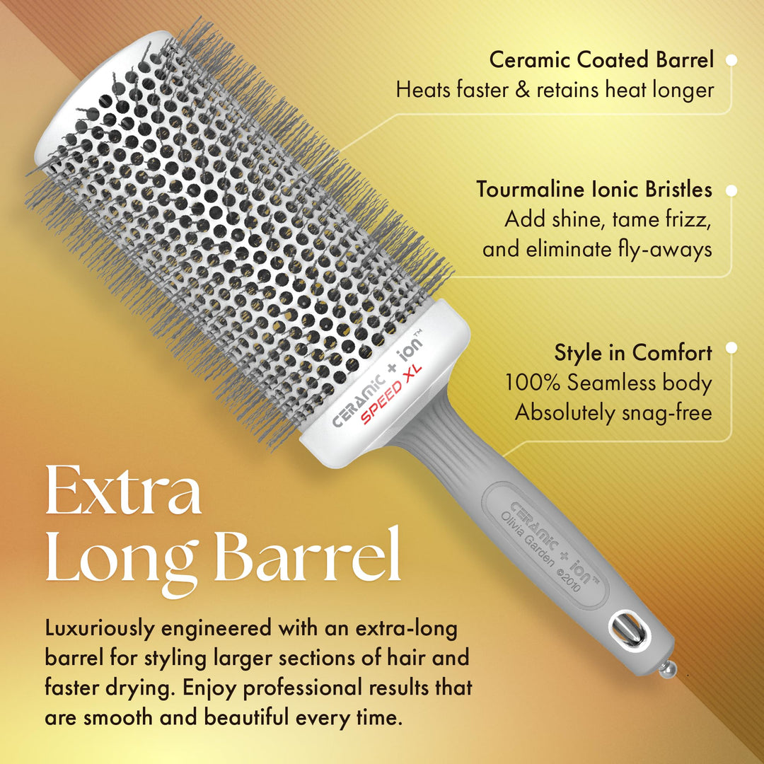 Olivia Garden Ceramic Ion Round Thermal Hair Brush, CIXL-65, 3 1/2