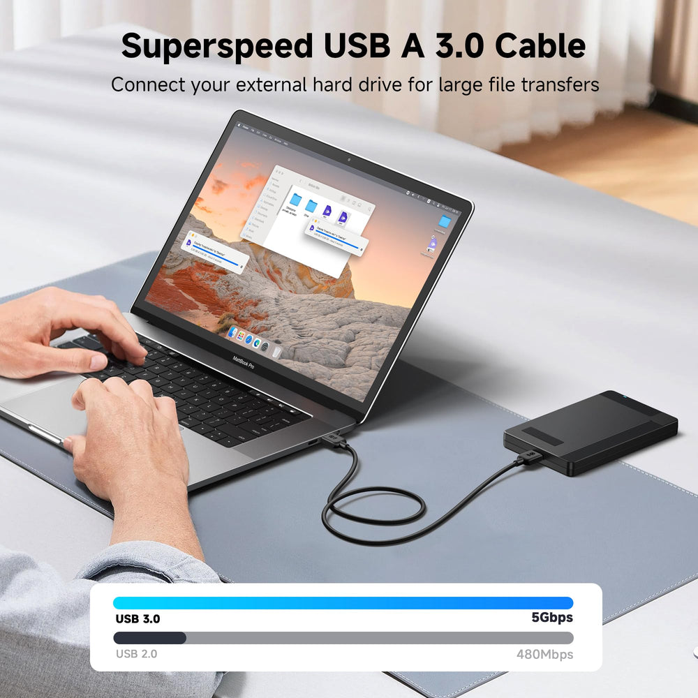 Cable Matters USB 3.0 Cable, Black, 6 ft, Pack of 2