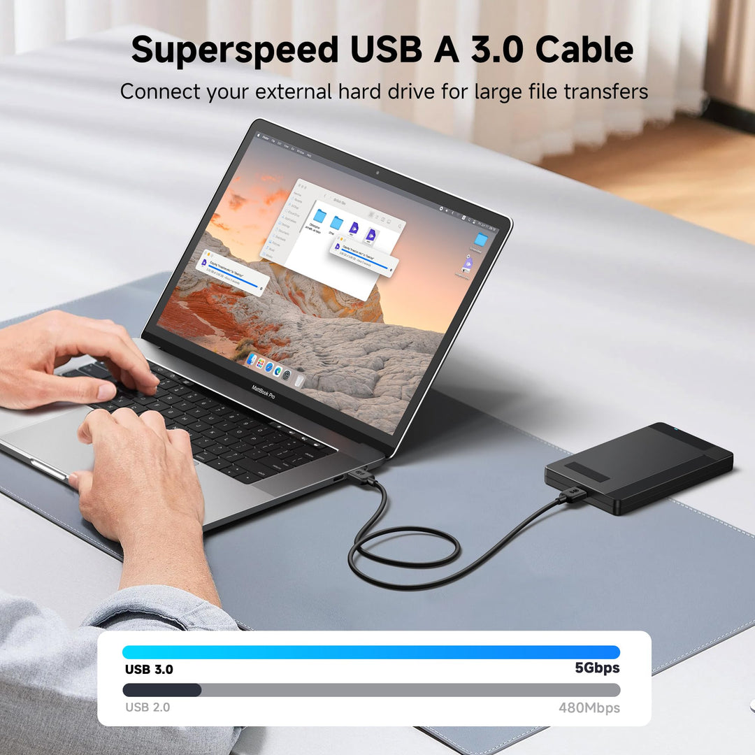 Cable Matters USB 3.0 Cable, Black, 6 ft, Pack of 2