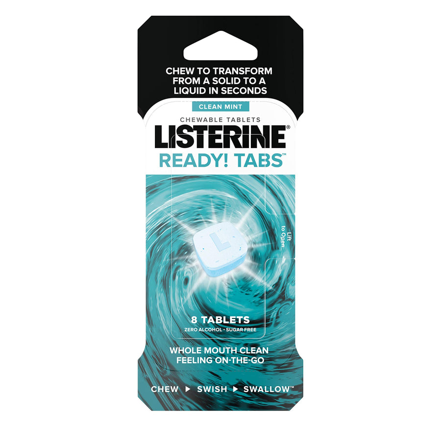 Listerine Ready Chewable Tablets, Clean Mint, 8 Count