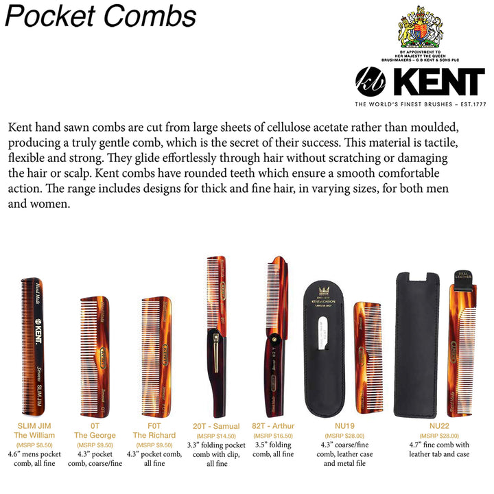 Kent Handmade Folding Pocket Comb, Large