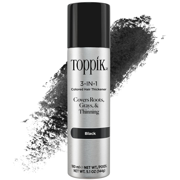 Toppik Colored Hair Thickener, Black, 5.1 oz
