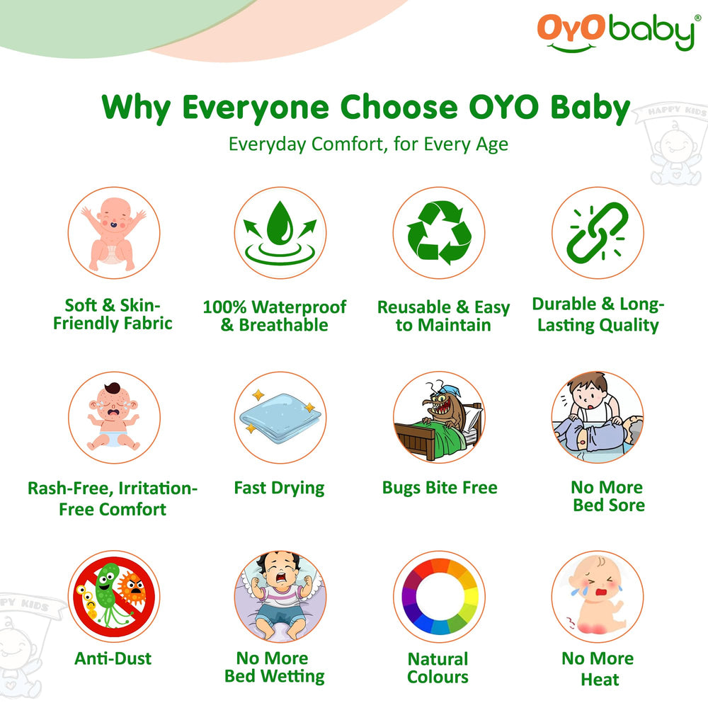 OYO BABY Waterproof Quick Dry Bed Pad, Peach, 140cm x 100cm