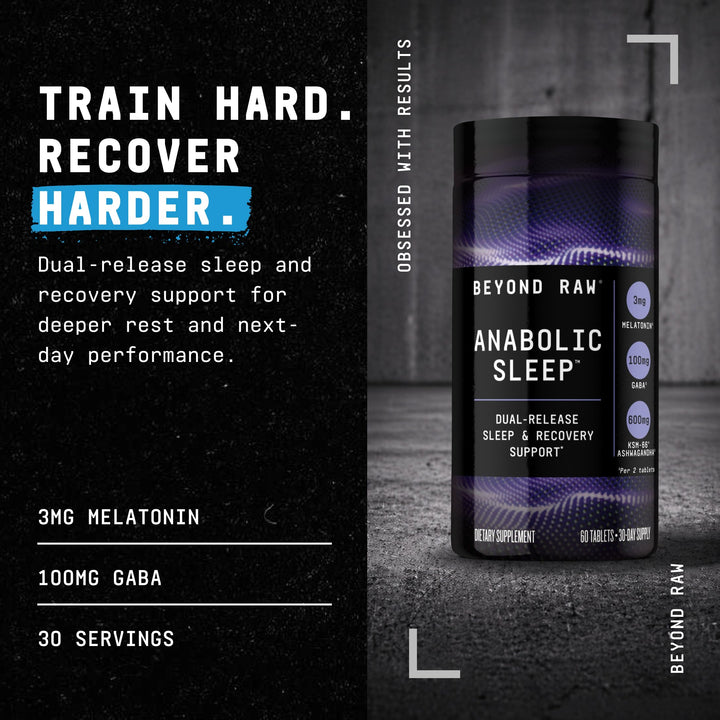 BEYOND RAW Anabolic Sleep Duel-Release Stress Sleep and Recovery Support, 60 Count