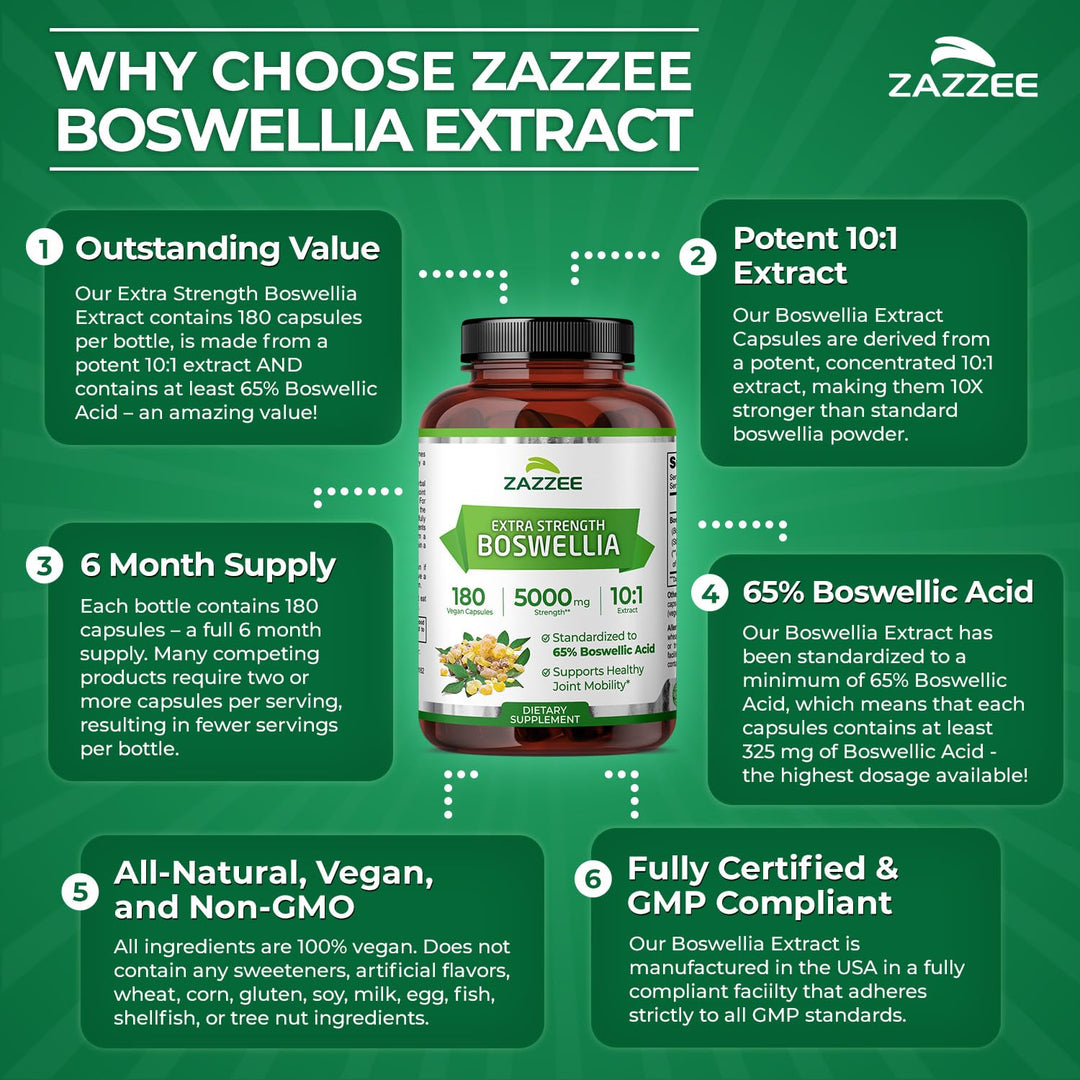 Zazzee Boswellia 10:1 Extract, 180 Count