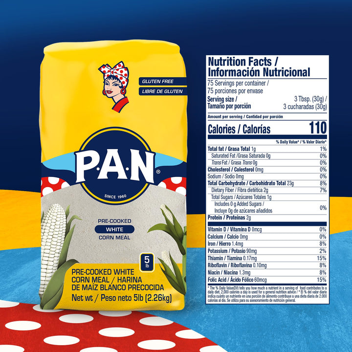 P.A.N. Pre-Cooked White Corn Meal, 5 lb