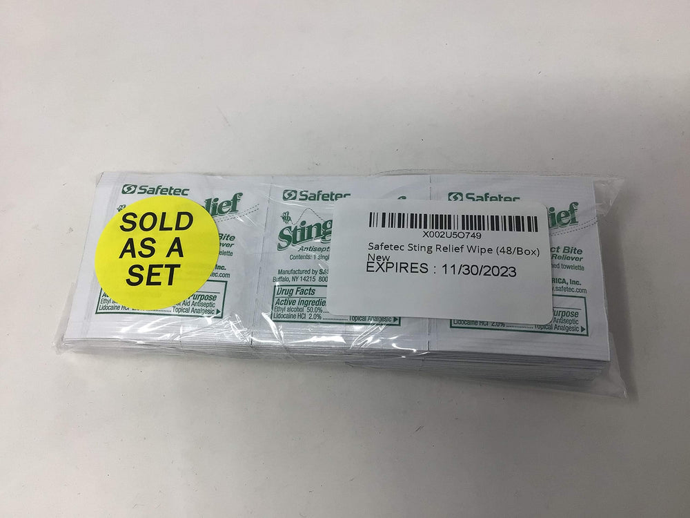 Safetec Sting Relief Wipe, 48 Count