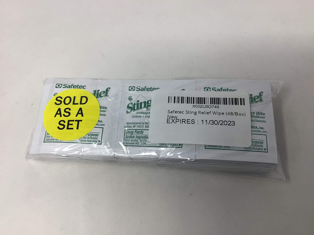 Safetec Sting Relief Wipe, 48 Count