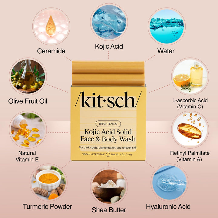 Kitsch Kojic Acid Soap Bar with Turmeric, 4 oz