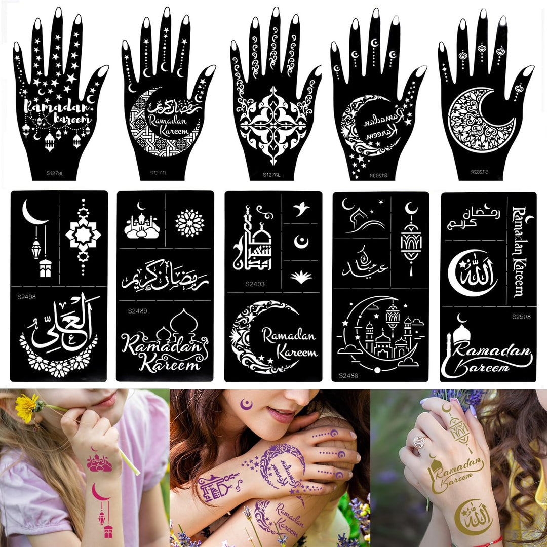 XMASIR Henna Tattoo Stencil Kit, 10 Count