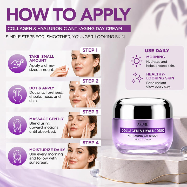 Azure Cosmetics Collagen & Hyaluronic Acid Face Moisturizer, 1.69 oz