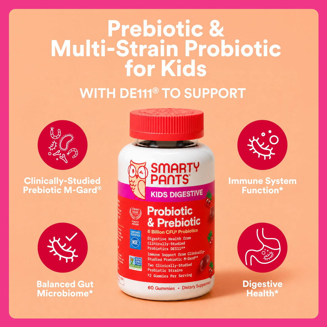 SmartyPants Kids Probiotic Immunity Gummies, Strawberry Creme, 60 Count