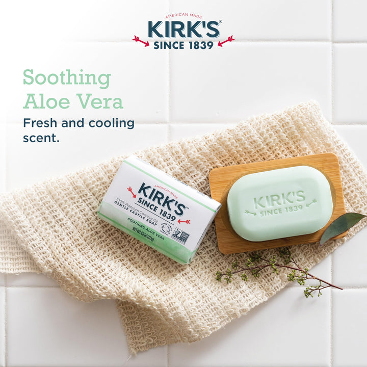 Kirk's Gentle Castile Soap, Soothing Aloe Vera, 4 oz, Pack of 3