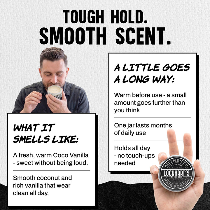 Lockhart's Authentic Grooming Co. LLC Heavy Hold Pomade, Coco Vanilla, 3.4 oz