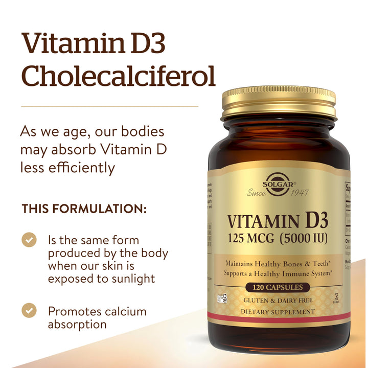 Solgar Vitamin D3 125 mcg, 120 Count