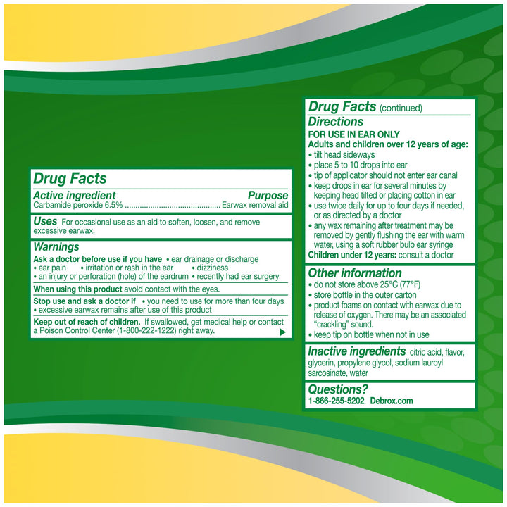 Debrox Earwax Removal Drops, 0.5 oz