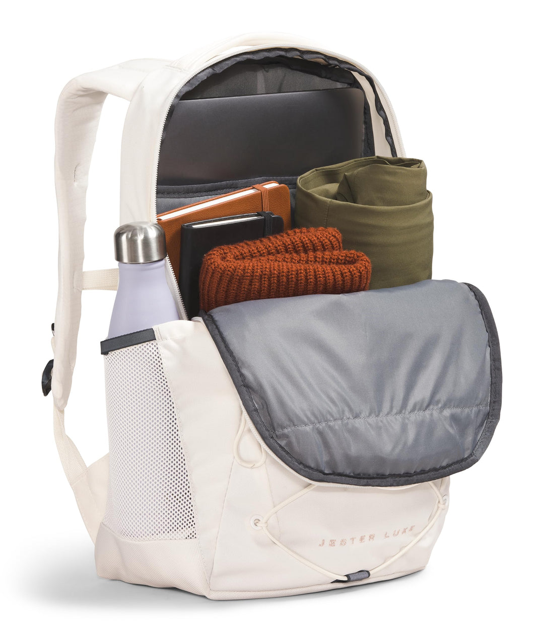 The North Face Jester Luxe Everyday Laptop Backpack, Gardenia White/Burnt Coral Metallic, One Size