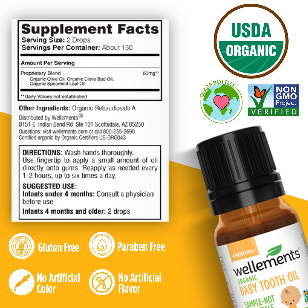 Wellements Organic Baby Tooth Oil, 0.5 fl oz